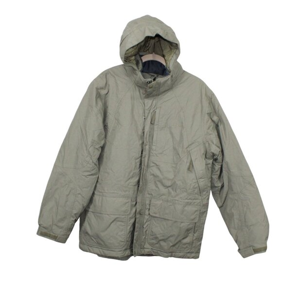 LL Bean Olive Green Nylon Insulated Hooded Outdoor Jacket Size L - Picture 1 of 11